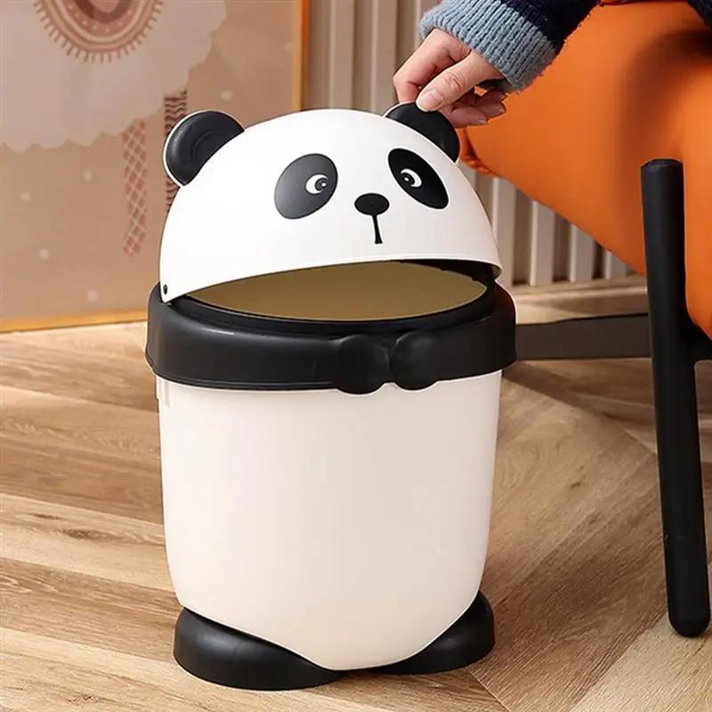 

1pc Cute Shaped Trash Can With Lid, Plastic Garbage Bin, 13.76 Inches Tall, Desktop Storage Basket, Home Waste Bin, Household Storage Supplies, Room And Home Decor