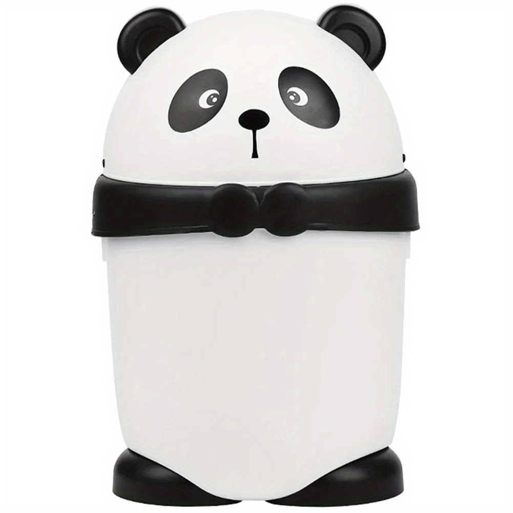 Image of 1pc Panda-shaped Trash Can, Cute Panda Garbage Bin, Covered Cute Plastic Wastebasket, Desktop Storage Box, Home Trash Can, Home Storage Supplies, Home Cleaning Supplies, Room Decor, Home Decor