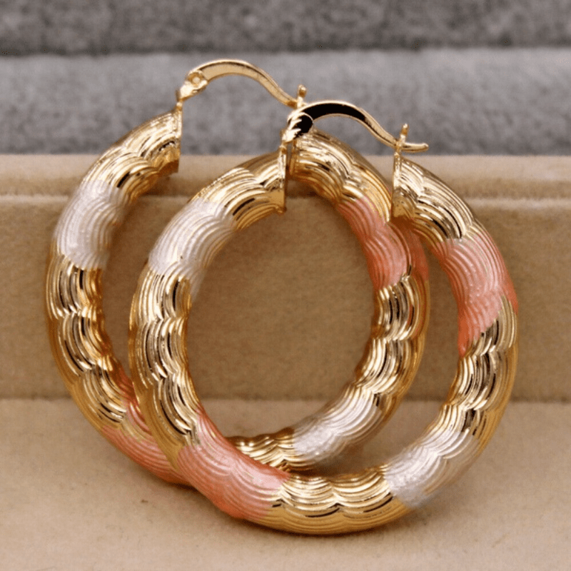 

Unique Golden Hoop Earrings Copper Jewelry Vintage Elegant Style Suitable For Women Summer Daily Earrings