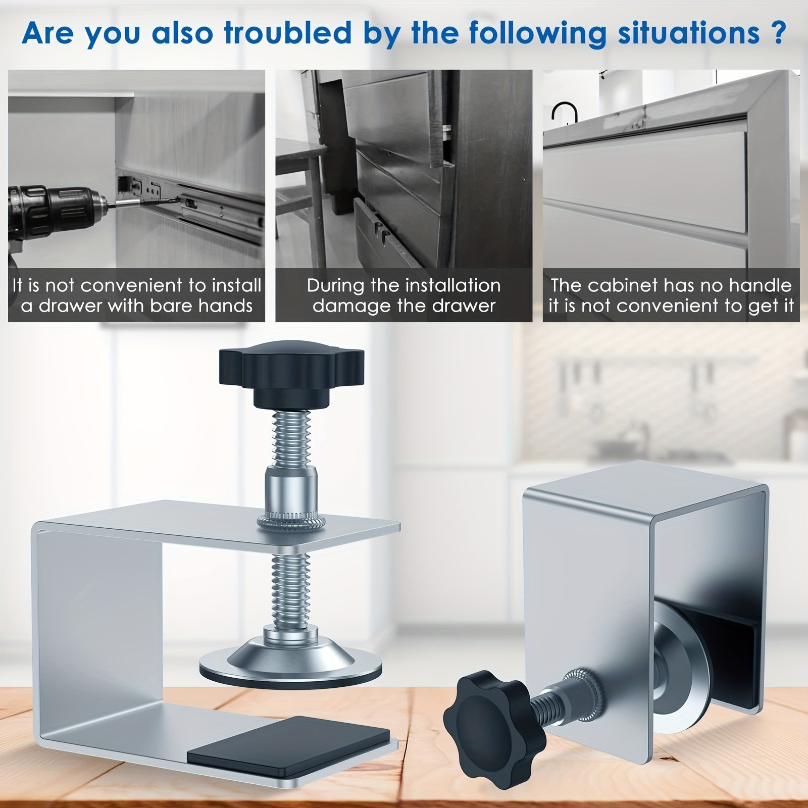 

2pcs/set, Cabinet Drawer Installation Clamps With Hardware Jig, Easy Setup & Stable Clamping, For Home And Workshop Use