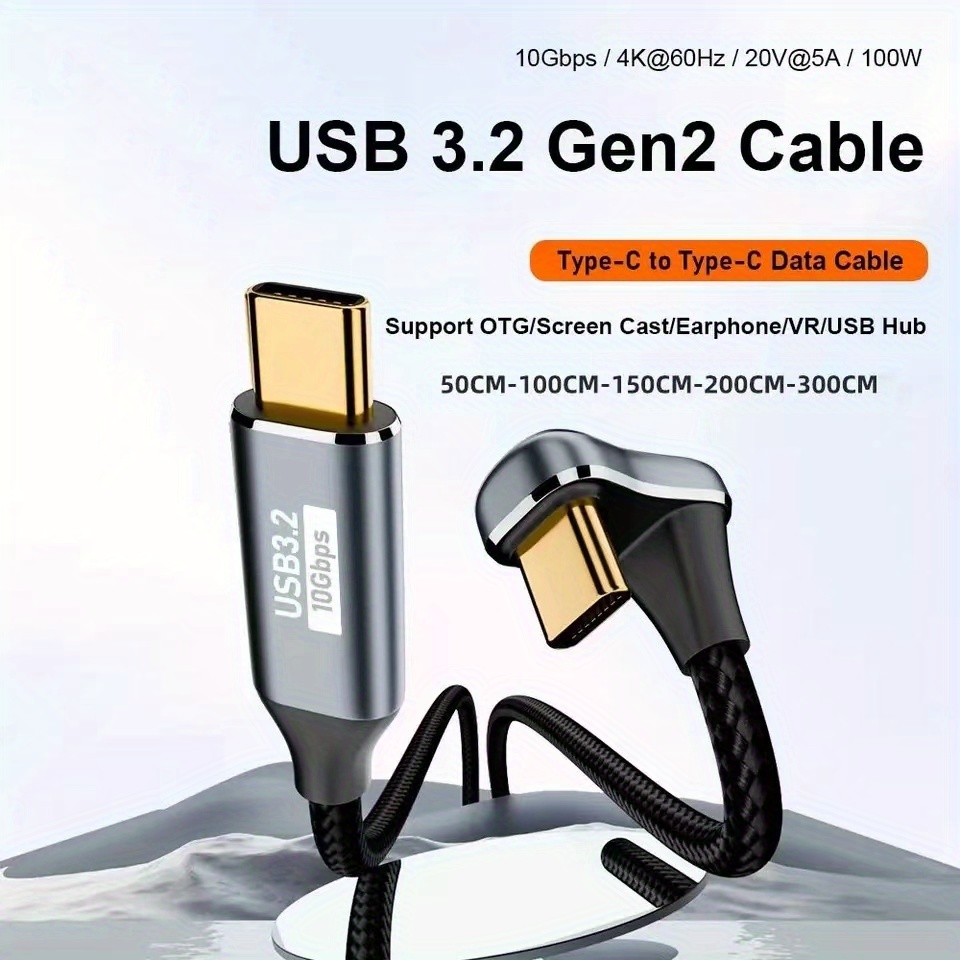 

High-speed 10gbps Usb 3.1 Gen 2 Type-c Cable With Pd 100w Fast Charging, 4k Hd Video Transfer, Durable Nylon Braided - Rijow