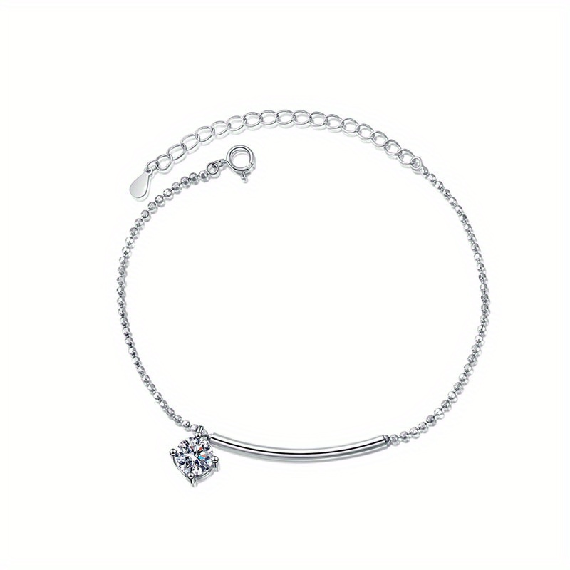1-carat Moissanite 925 Sterling Silver Bracelet | Elegant And Luxurious, Perfect For Daily Wear And Special Occasions Like Valentine's Day, Christmas, Mother's Day, And New Year's, Includes Gift Box