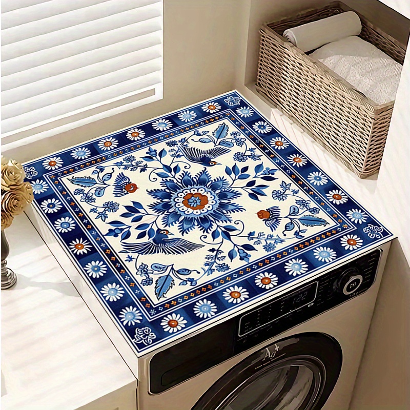 

1pc, Rectangular Washer And Dryer Mat, Polyester Mat For And Bathroom Decor