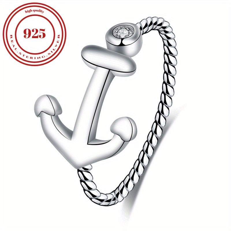 

S925 Sterling Silver Anchor Ring For Men And Women, Lightweight And Durable Stylish Jewelry For Daily Wear 2.0g/0.07oz