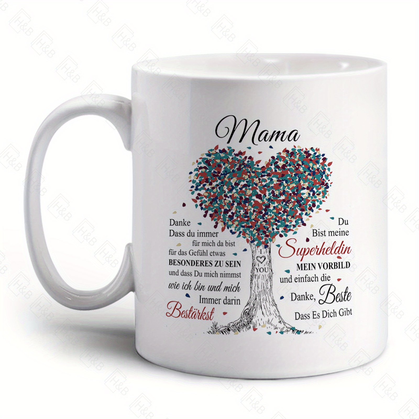 

1pc, German Coffee Mug For Mama, Ceramic Coffee Cups, Water Cups, Summer Winter Drinkware, Birthday Gifts, Mother's Day Gifts