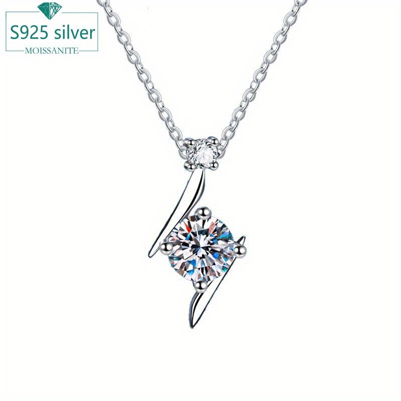 

Elegant 1 Carat Moissanite Necklace - S925 Sterling Silvery, Design For | , Parties, Anniversaries & Gifts With Luxury Gift Box