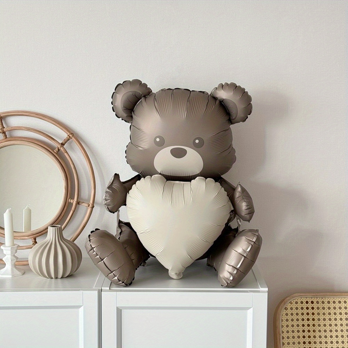 

1pc, Coffee Brown Bear Balloon With Heart, Mother's Day Decor, Birthday Decor, Wedding Decor, Anniversary Decor, Romantic Scene Decor, Engagement Decor, Home Decor, Party Decor Supplies