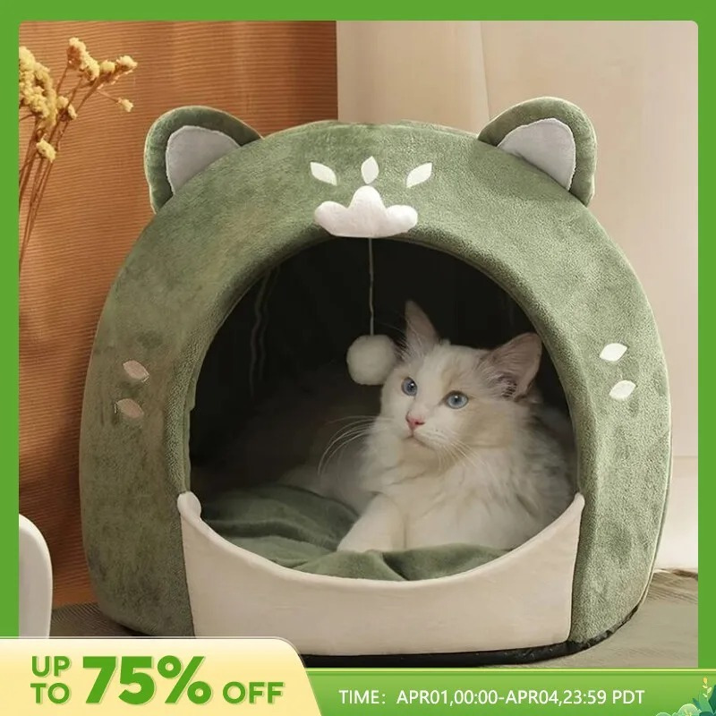 

Cozy & Cute Cat-shaped Plush Pet Bed With Memory Foam Cushion - Perfect For Small Dogs & Cats, Easy Clean