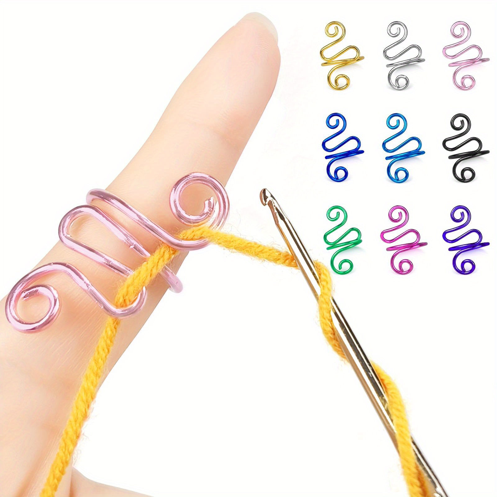 

5-piece Adjustable Crochet Loop Rings, Metal Knitting Tension Rings For Crafting - Perfect Gift For Crochet Enthusiasts, Sizes 7-11