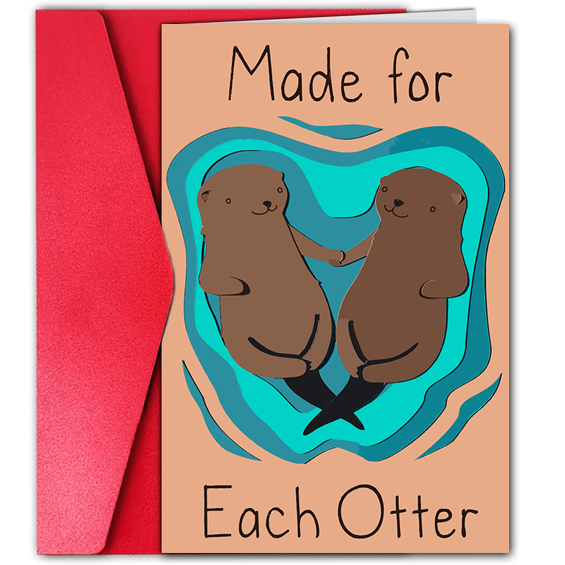 

1pc Anniversary Or Wedding Card, Each Otter Cute Animal