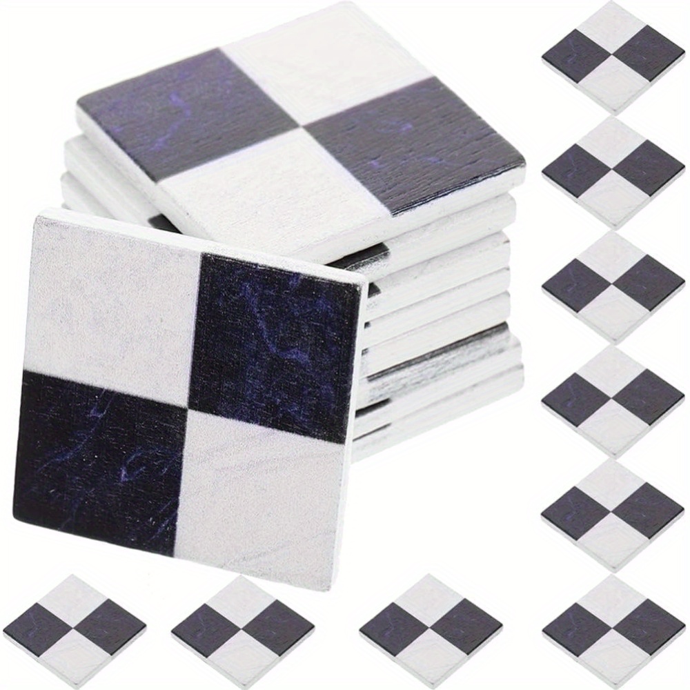 

27pcs Miniature Simulative Mosaic Floor Tiles, Mini Wood Floor Boards Square Brick Sheets, Decorative Mosaic Tiles, Mini House Furniture Building Accessories, Black White Home Decor