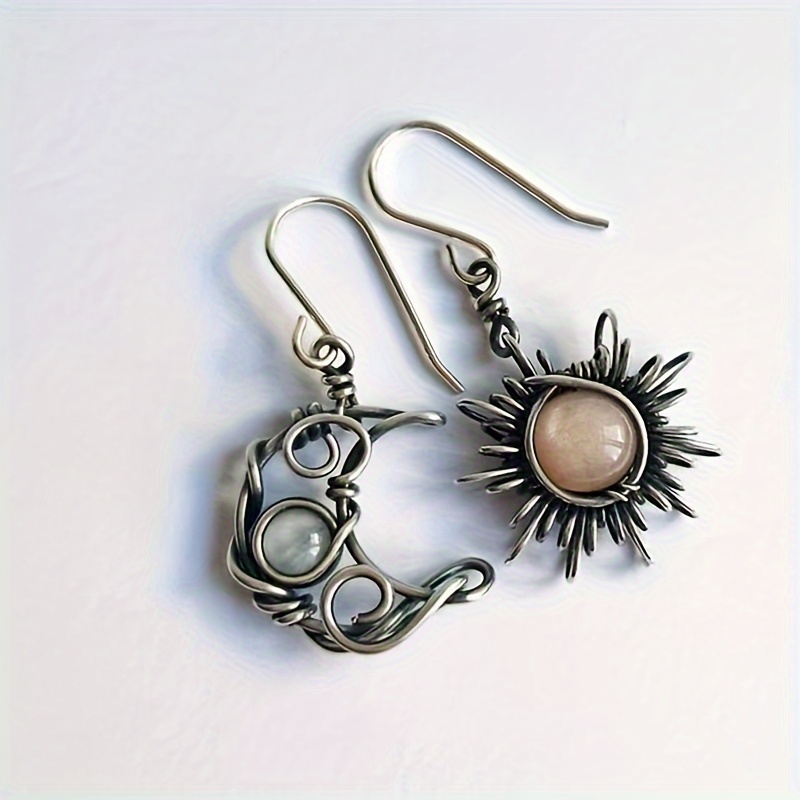 

Bohemia Sun And Moon Earrings Silver Color Crystal Drop Earrings Women Female Boho Fashion Jewelry Gift For Her