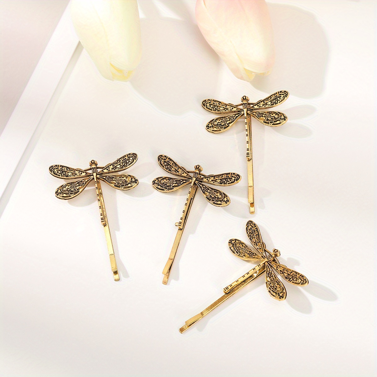 

4pcs Elegant Dragonfly Decorative Hair Side Clips Broken Hair Finishing Clips For Women And Daily Use Wear