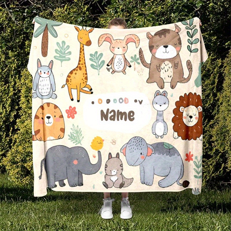 

1pc Cute Cartoon Blanket, Animal Pattern Soft Throw Blanket, Customized Blanket For Outdoor Camping