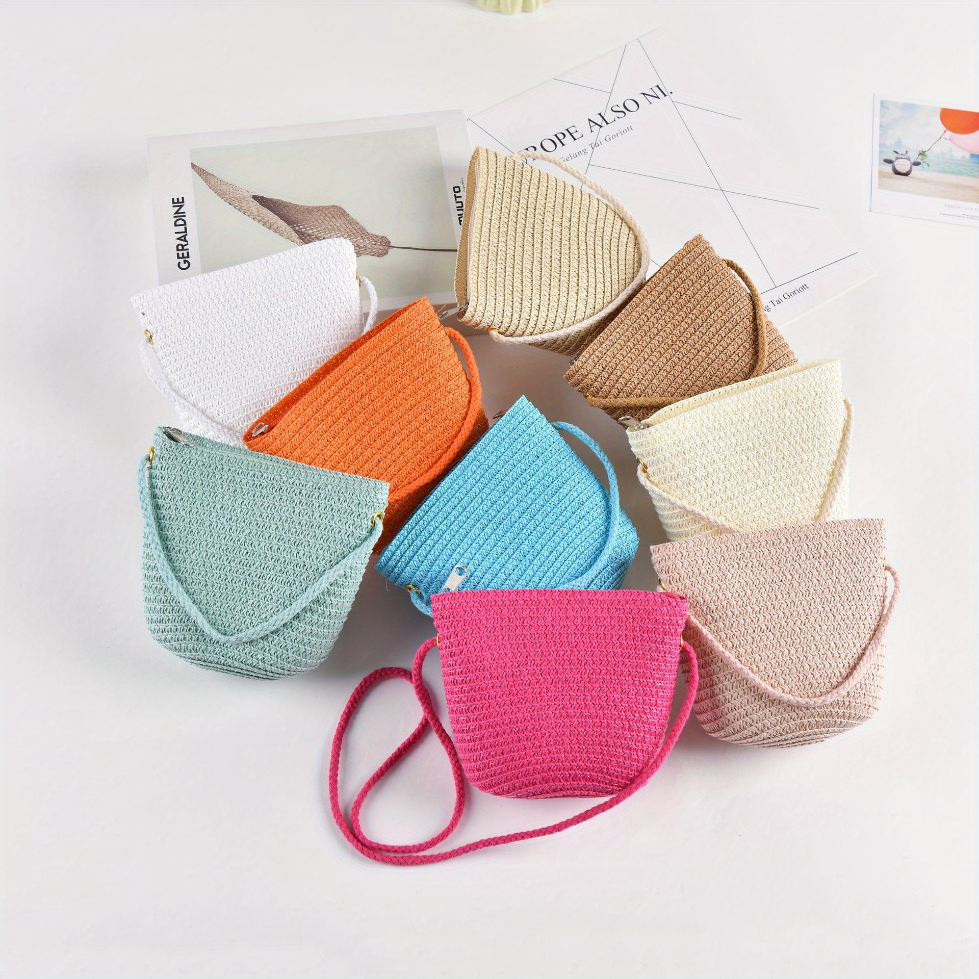 

Small Woven Shoulder Bags For Women, Colorful Crossbody Purses, Mobile Phone Wallets, Hand-held Bags With Detachable Straps