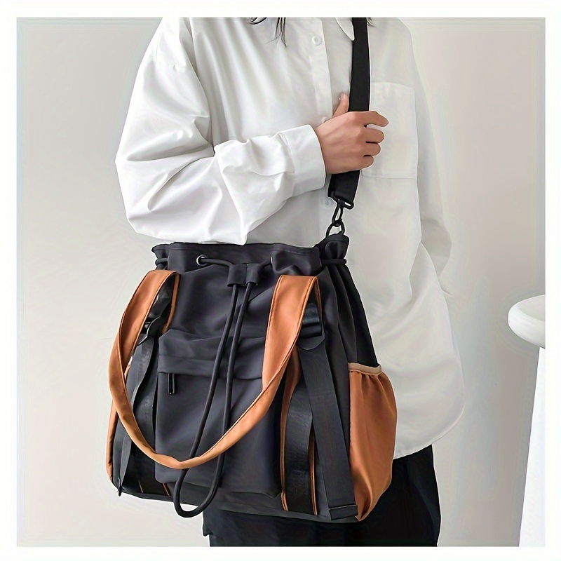 

Large Nylon Tote Bag (16.53x13.77x5.11 Inches), Multi-pocket Shoulder Bag For Work, School, Travel | Elegant And Versatile Handbag