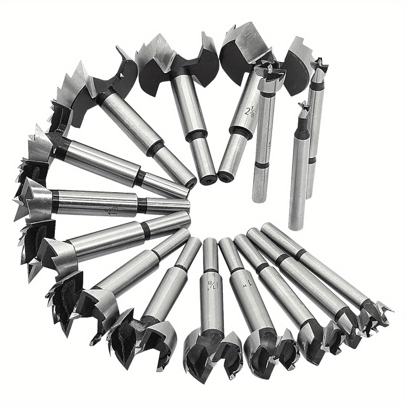 

16pcs Drill Bit Set For Woodworking, Auger Round Shank Drilling Cutting Tool Set, Alloy Steel Bit Set