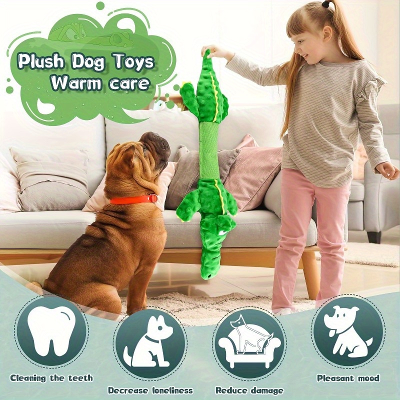 

[top-] Squeaky Crocodile Dog Toy - , Interactive Tug Of War For Breeds - Or Christmas