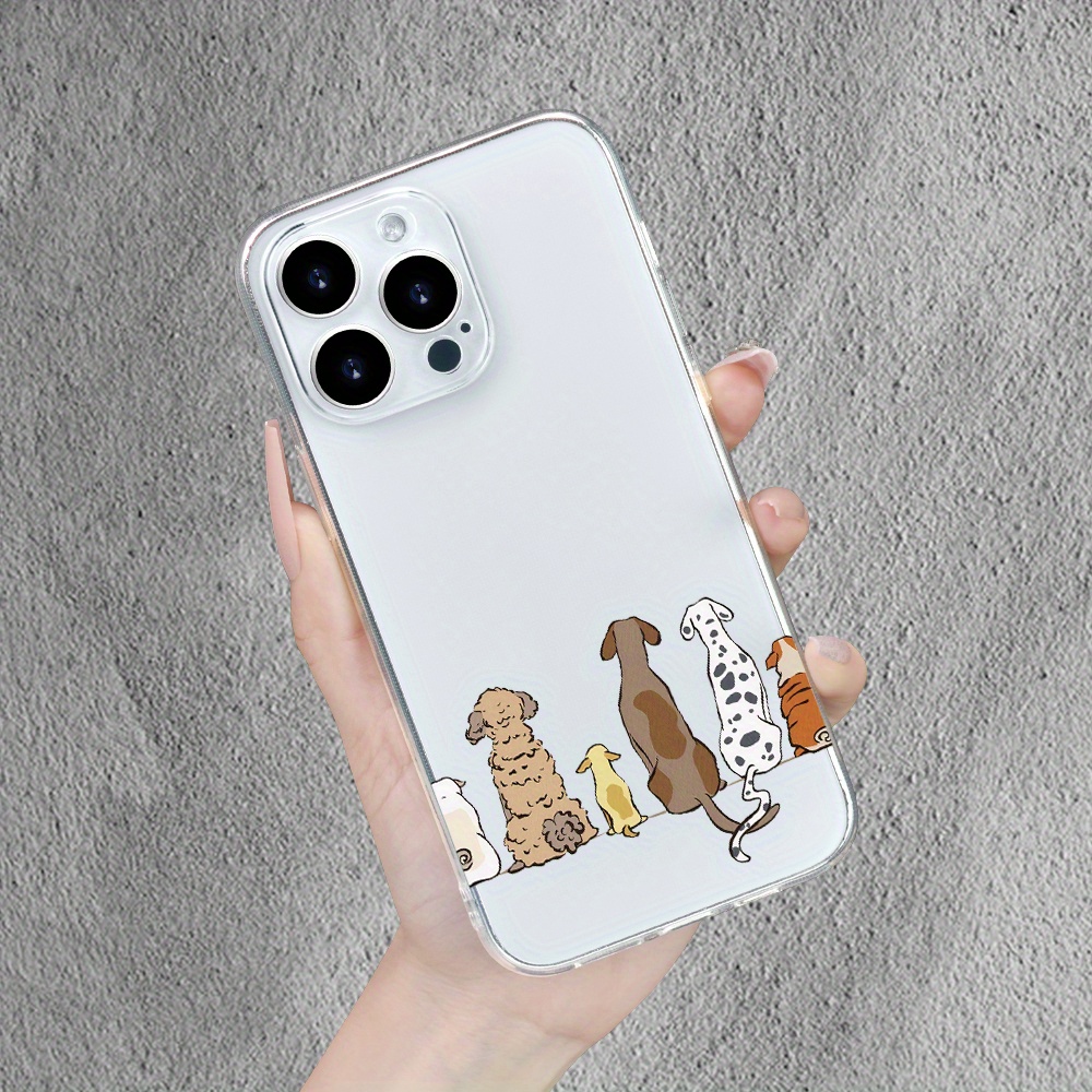 

Dog Row Seating Simple Personality Trendy Creative Printed Bright Surface Transparent Anti-fall Mobile Phone Case Suitable For Iphone 15 14 13 12 11 Xs Xr X 7 8 Plus Pro Max Mini