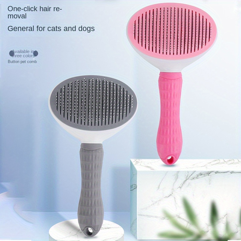 

One-click Hair Removal Pet Comb For Dogs - Automatic Deshedding Grooming Brush With Durable Abs Material And Easy Clean Design