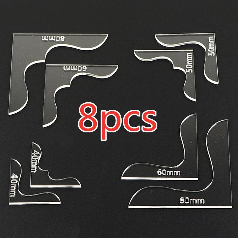 Set Of 8 Acrylic Templates For Decorating Wallet Corners In Leather Crafting