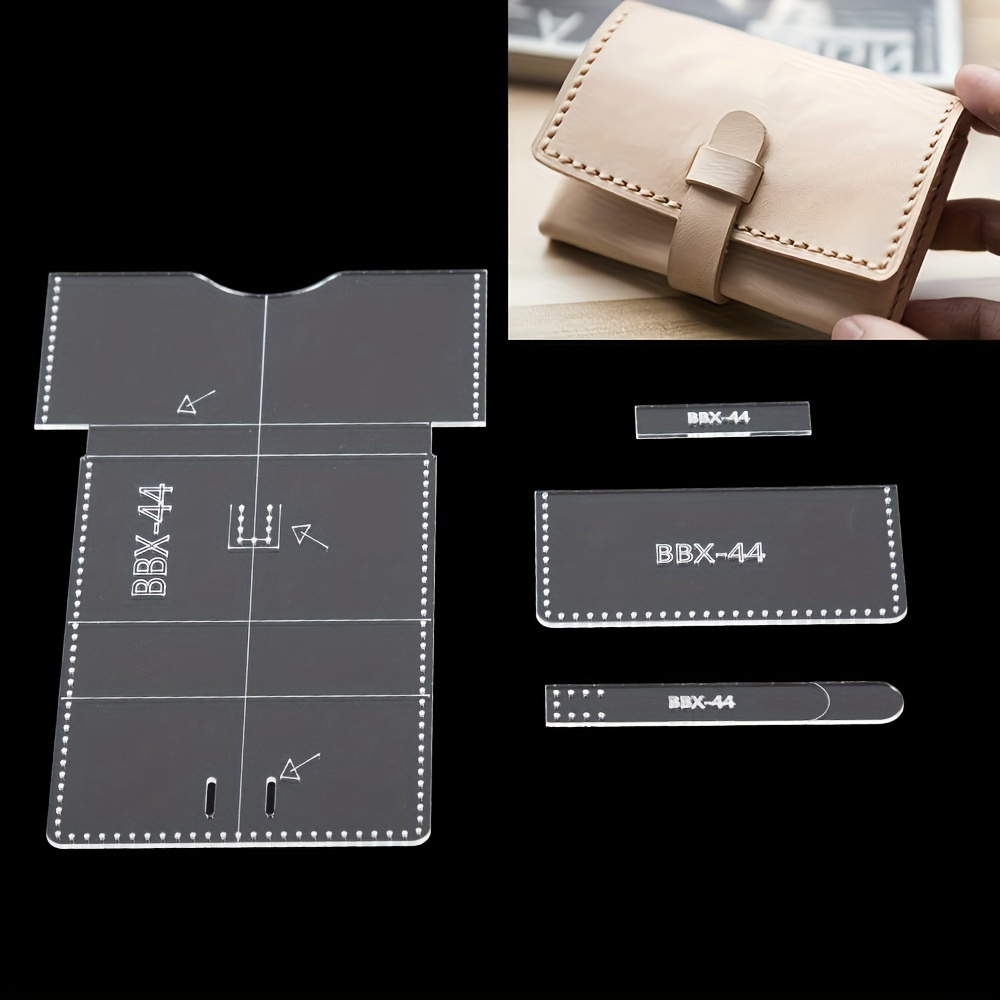 

4pcs Acrylic Wallet Template Set For Diy Leather Card Holder Sewing Patterns - Transparent High Capacity Craft Tool