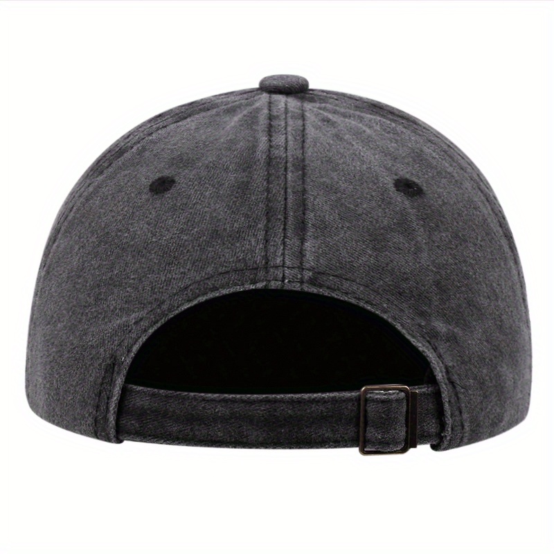 Vintage Washed Denim Dad Hat - Adjustable Distressed Baseball Cap For Men & Women (Black & Dark Blue)