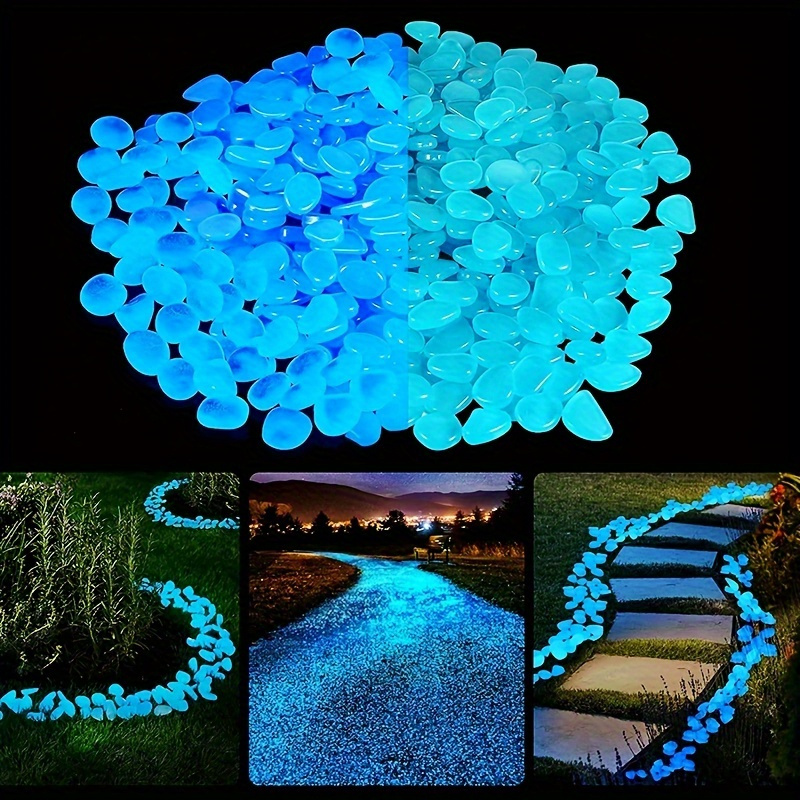 

480pcs Glow In The Dark Garden Pebbles, Solar-powered Luminous Stones, Decorative Glowing Rocks For Diy Walkways, Gardens, Pools & Fish Tanks, Outdoor Pathway Lighting, Non-toxic Material