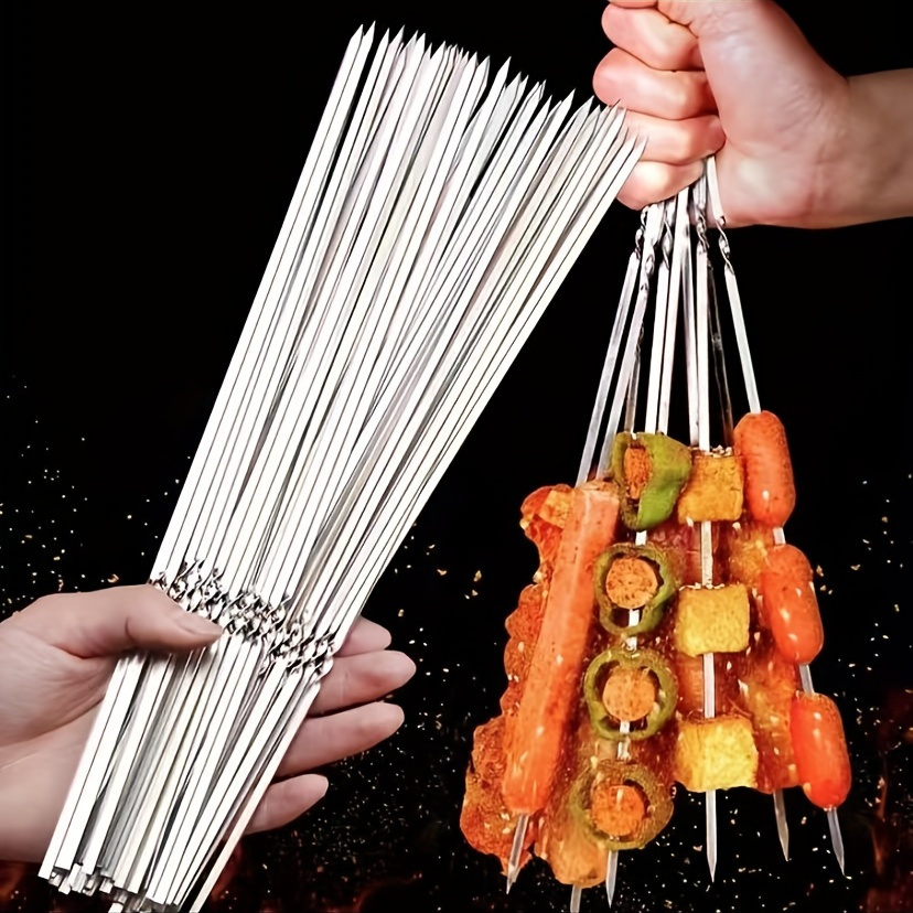 20 30pcs   stainless steel bbq skewers for outdoor and indoor grilling parties easy to clean kitchen supplies kitchen accessories bbq accessories details 0