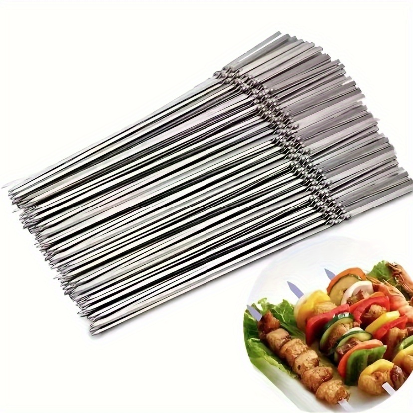 20 30pcs   stainless steel bbq skewers for outdoor and indoor grilling parties easy to clean kitchen supplies kitchen accessories bbq accessories details 1