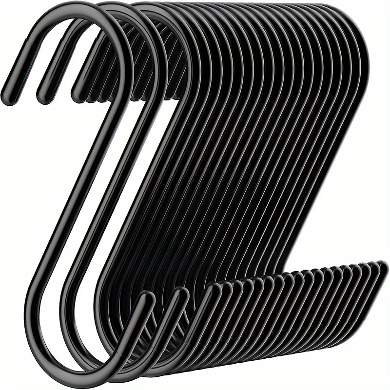 

10pcs Heavy-duty S-shaped Hooks, Anti-slip Thick Metal For Plant Hanging, Wardrobe Organization & Kitchen Use, Versatile Black Storage Solution