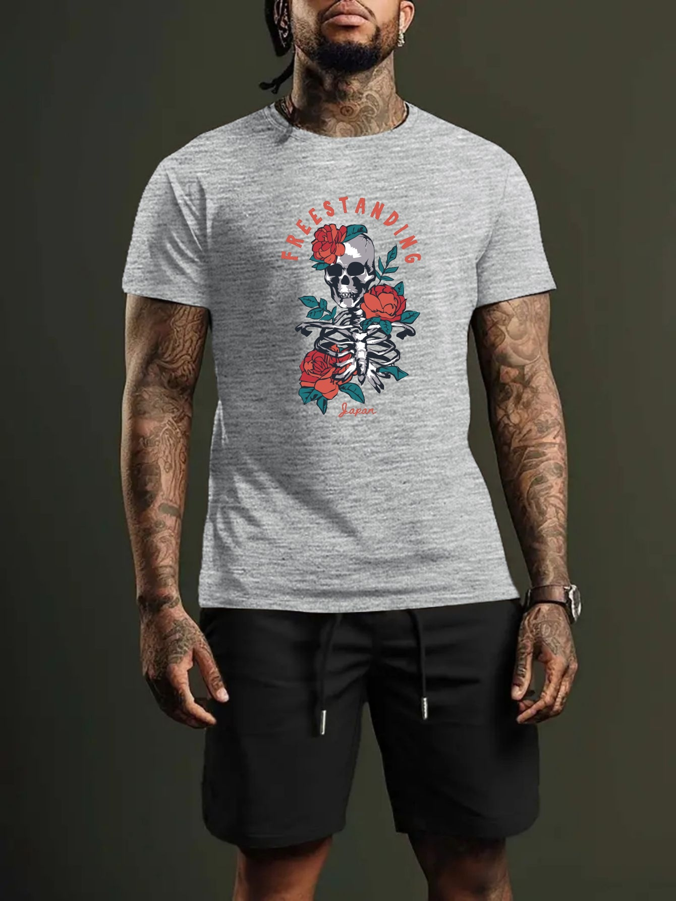 ropa hombre piezas estampado flores calavera conjunto Temu
