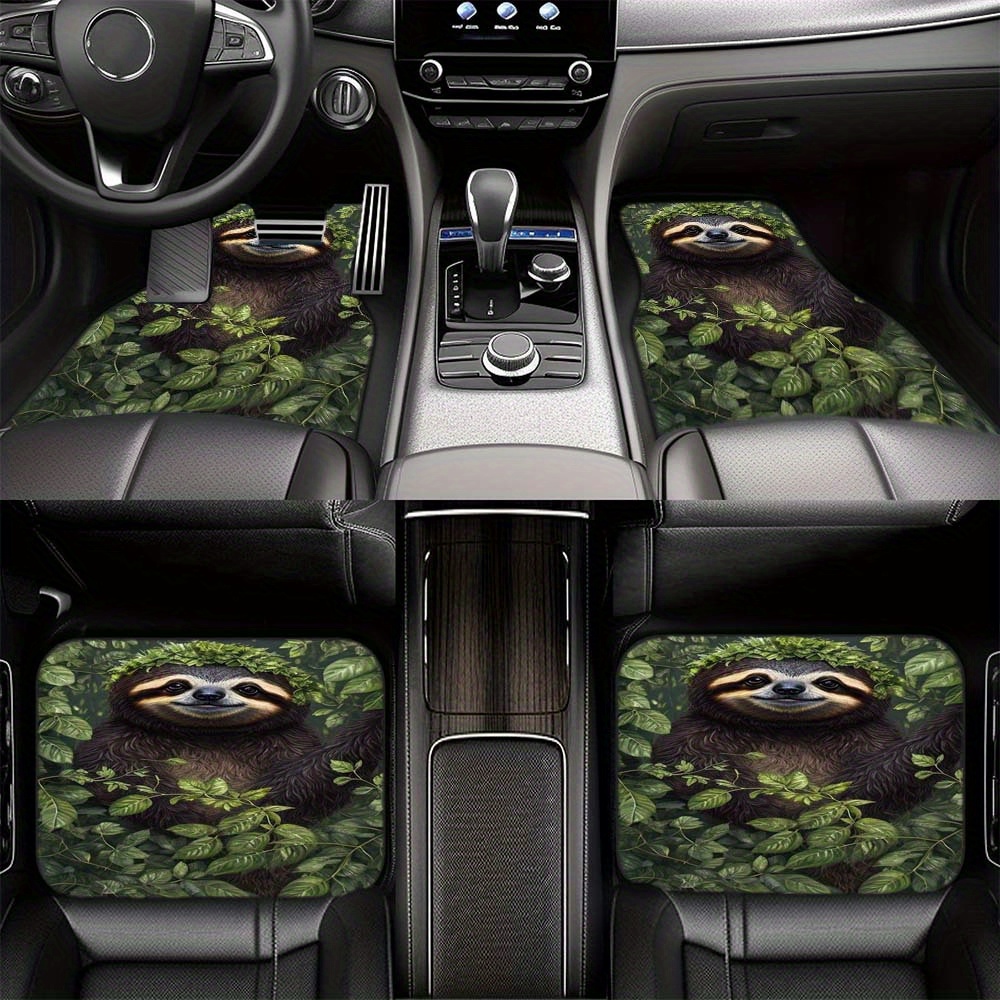 

1pc/2pcs/4pcs Polyeste 3d Sloth Printed Car Floor Mats Front & Rear Protector Floor Pads, Auto Interior Accessories, For Auto, Sedan, Suv, Suitable For 95% Of Cars
