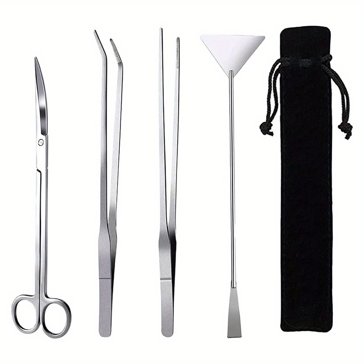 

Aquarium & Terrarium Maintenance Kit: Stainless Steel Tweezers, Scissors & Spatula - Ideal For Fish Tanks And Aquatic Plant Care