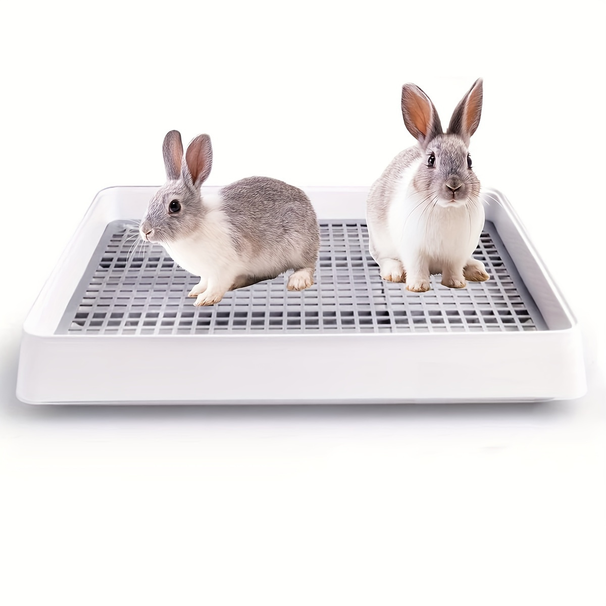 Large Corner Rabbit Litter Box Odor-Proof, Easy-* Tray for Indoor Use  White Grid Design for Rabbits Small Animals Perfect Cage