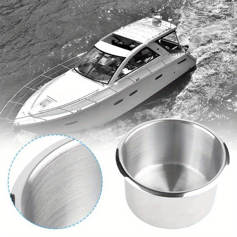 

4pcs/2pcs Cup Holder, Marine Boat Stainless Steel Recessed Cup Shape Drink Holder With Drain