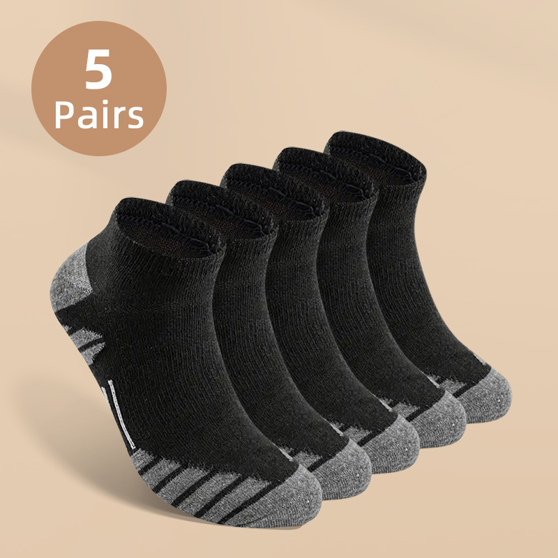 

5 Pairs Of Men's Anti Odor & Sweat Absorption Low Cut Socks, Comfy & Breathable Socks, For Daily & Outdoor Wearing, All Seasons Wearing