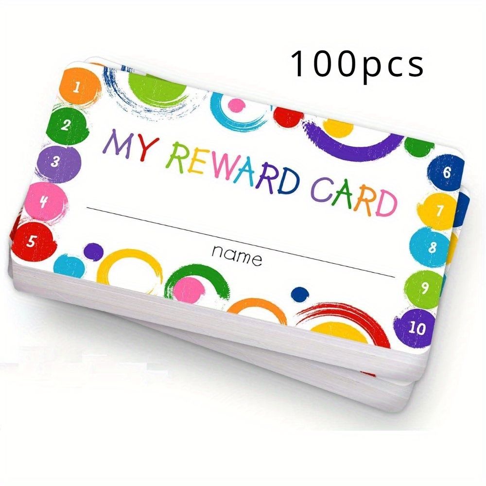 100pcs Reward With Hole Punch - Classroom, Home Behavior Incentives & Business Programs - 3.5" X 2" Motivational Cards