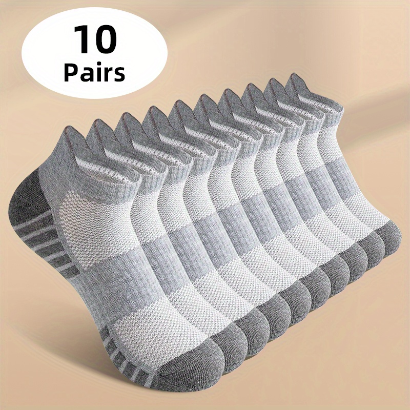 TEMU 10 Pairs Of Men's Socks, Crew Neck Waist- Socks For Running And Fitness, Affordable Athletic Socks