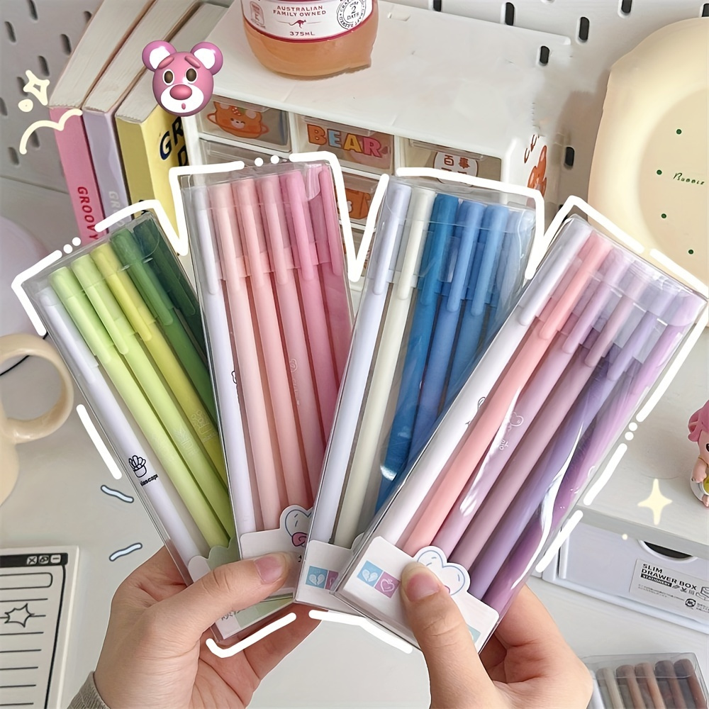 

6-pack Morandi Pastel Gel Pens - Smooth Writing, Black Ink - Perfect For School & Office Supplies, Kawaii Stationery