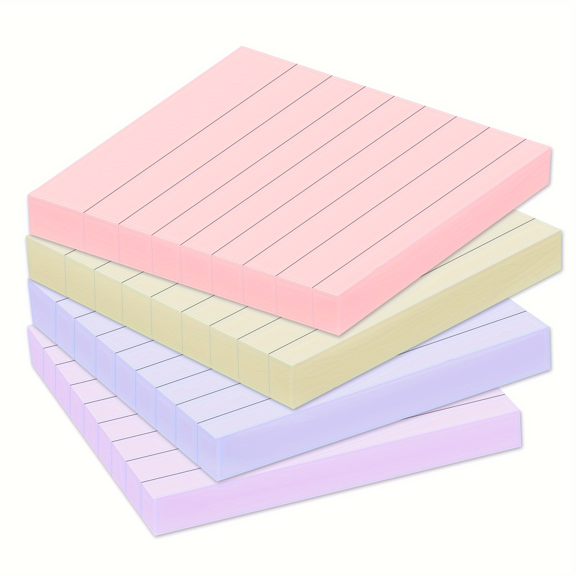 

Lined Sticky Notes 3x3 Inch - 4 Pads Pastel Colored Self-stick Memo Pads With Strong Adhesive - Super Sticky Ruled Sticky Notes For Reminders, Lists, And Organizing