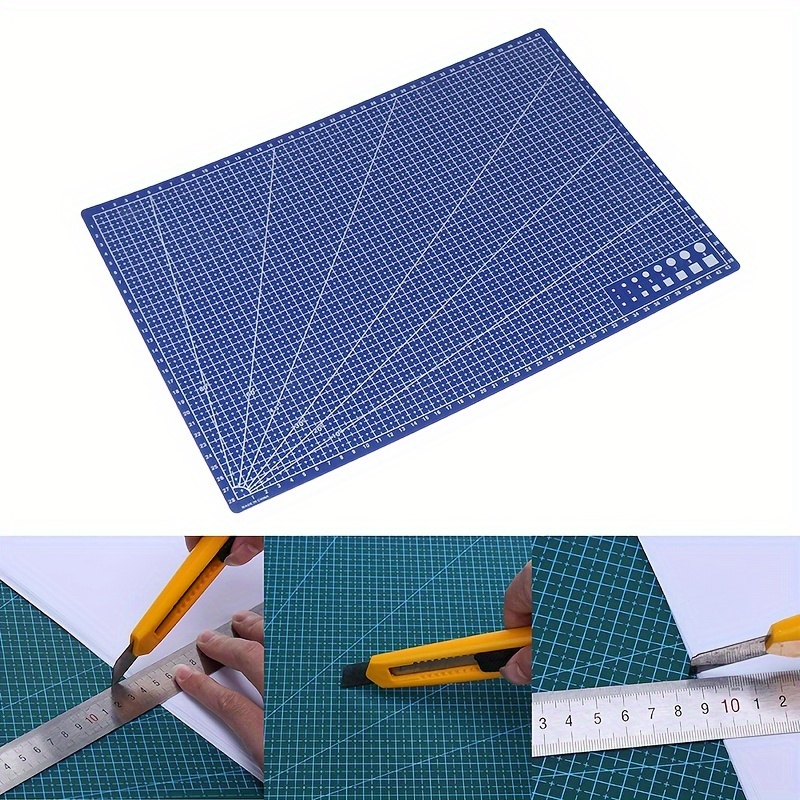 

Durable A3 Self-healing Cutting Mat - Double-sided, Precision Craft & Patchwork Tool With Clear Markings - Protects Surfaces, Blue