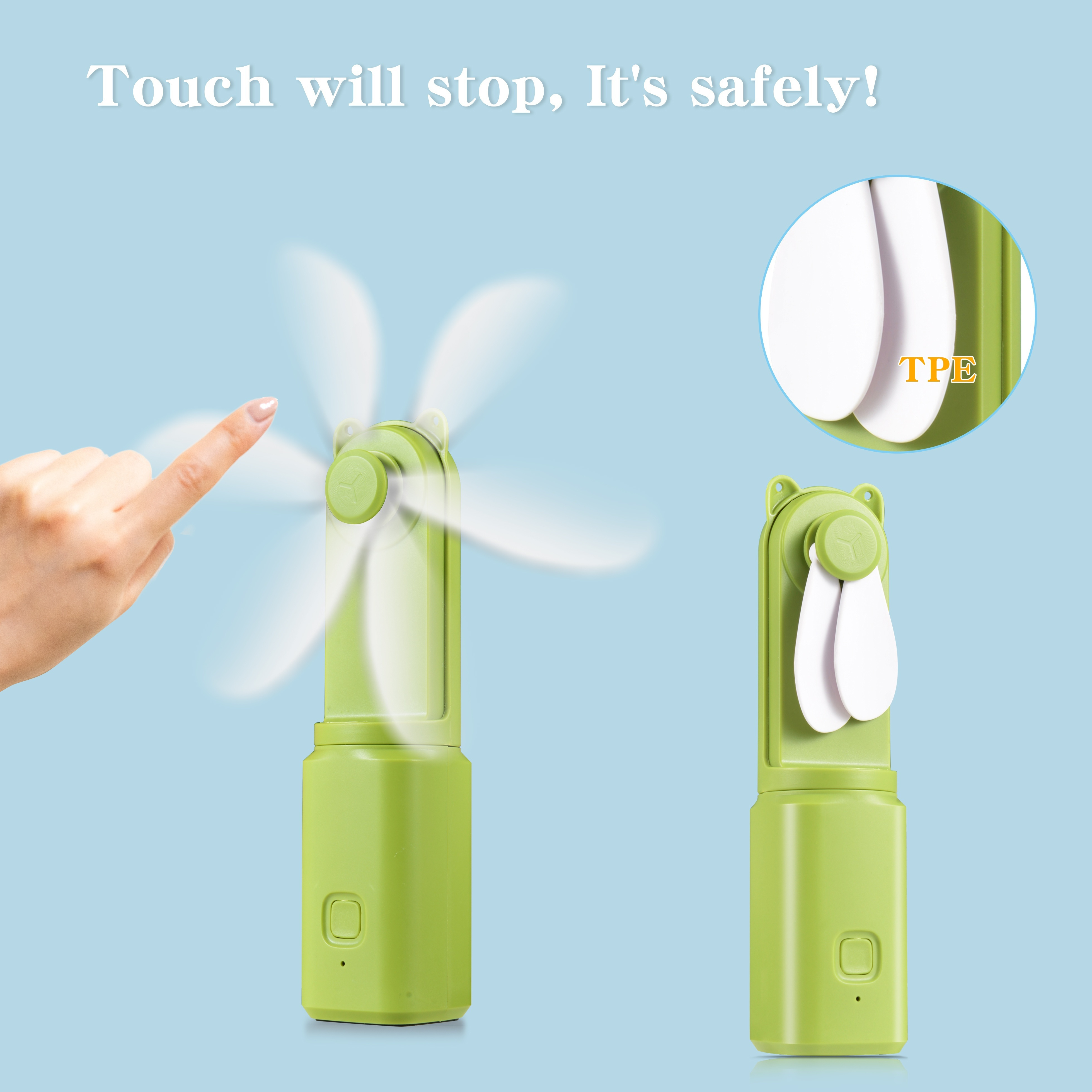 portable mini usb fan with   safety handheld design for outdoor camping picnic   rechargeable 1 0mah battery indoor outdoor use details 1