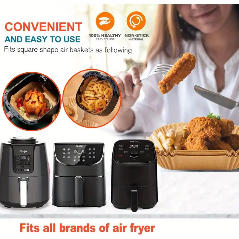 100pcs disposable paper liners for air fryers, large paper liners for square air fryers, and non stick parchment paper for frying, baking, cooking, baking, and microwave ovens, air fryer liners non stick, special paper for airfryer, air fryer , , kitchen cooking tools, easy , disposable sheets, durable sheets, heatresistant paper, cooking liners, baking enthusiasts, kitchen professionals Product details 3