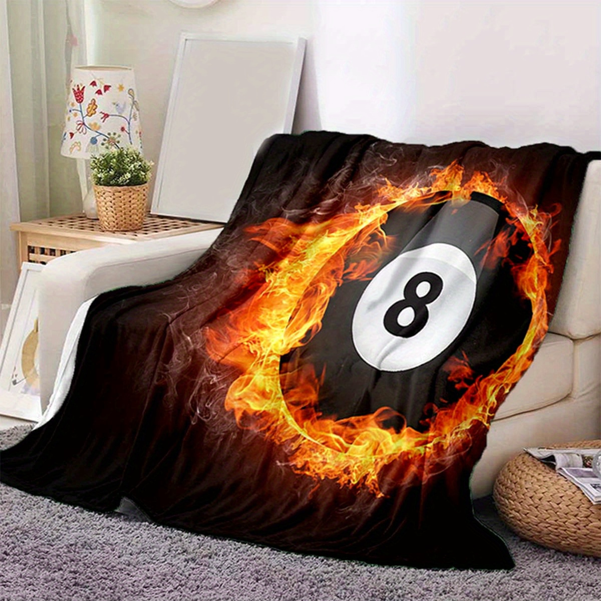 

Ultra-soft Flannel Throw Blanket With 3d Flaming Design - Perfect For Couch, Bed, Sofa, Picnic, And Car Decor