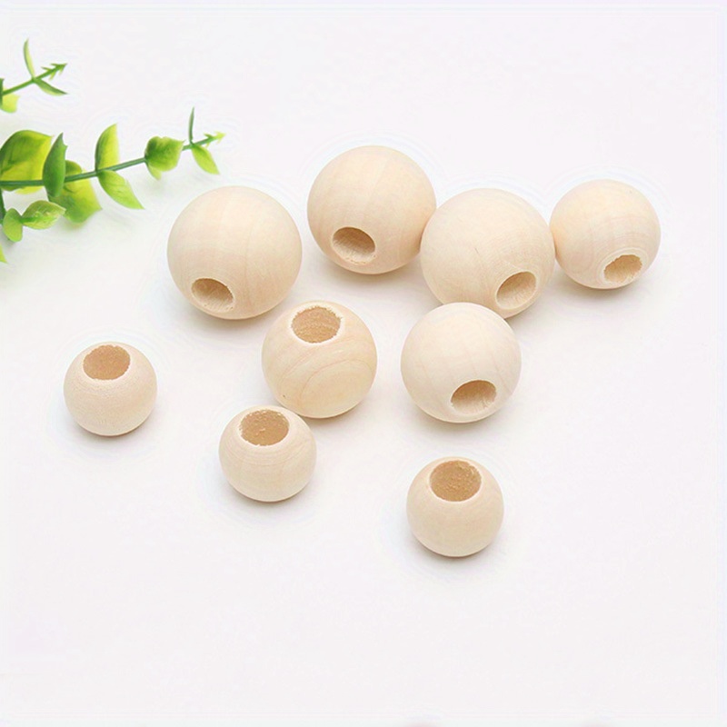 

10-50pcs/pack 20 25 30mm Original Wood Color Wooden Beads Large Hole Round Wooden Beads Lotus Wood Beads For Diy Jewelry Handmade Tassels Luggage Clothing Making Accessories