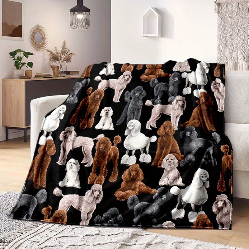 TEMU Blanket Suitable For Small Dogs & S - Soft Machine-washable Bedspread With Cute Canine Print, Portable Travel & Sofa Bed