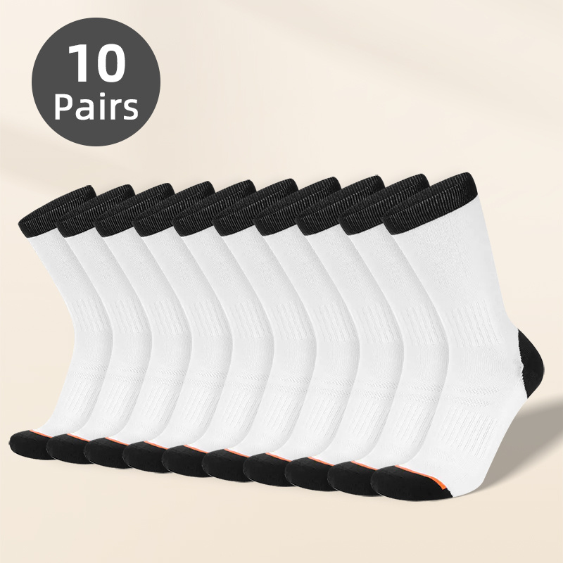 10/30 Pairs Men's Long Socks, Crew Sports Tube Socks, Socks For Men, Mens Socks, Daily Wear Socks, Athletic Socks, Simple Style, Classic Design, Stretchy Socks, Comfortable Fit, Men's Footwear, Multipack Socks, Office Workers, Gym Enthusiasts
