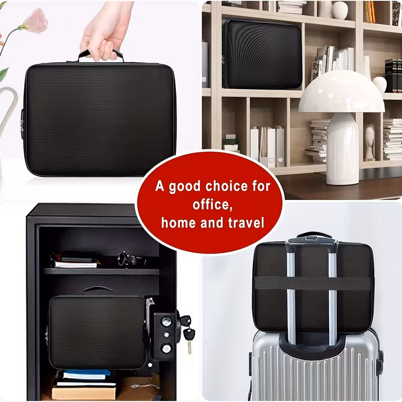 secure fireproof document bag with lock pouch resistant multi layer storage for files certificates portable organizer for home Product details 5