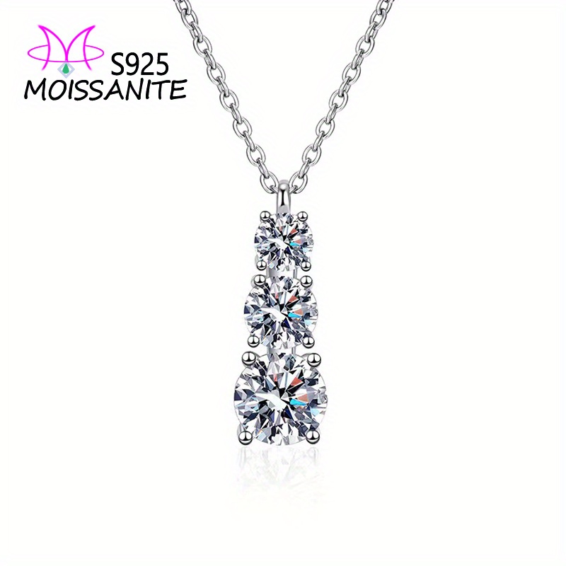 

925 Sterling Silver 1.8ct Moissanite Necklace For Men And Women, Luxury Creative Gentle Mature Style, Casual Simple Send Boyfriend Send Girlfriend Gift Jewelry Daily Wear Party Honeymoon Vacation